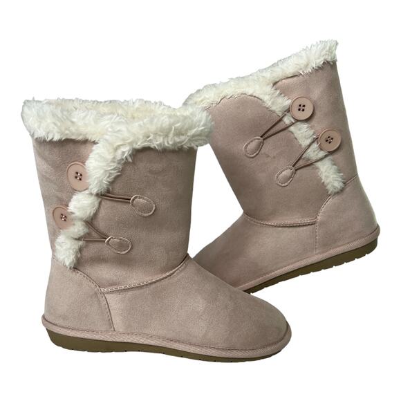 Sugar-Marty Women's Faux Suede Cold Pale Pink Weather Winter &‎ Snow Boots - Picture 4 of 7